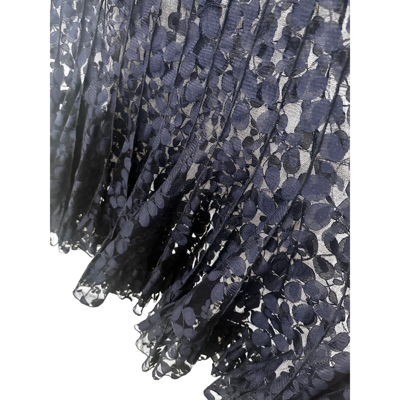 Teri Jon By Rickie Freeman Navy Blue Lace Cocktail Dress Size 10 Flounce Hem Euc — image 7 of 8